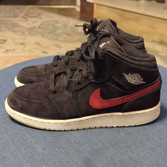 Jordan 1 Mid Multi-Color Swoosh Black (GS) 6Y woman's 7.5 - Picture 3 of 12